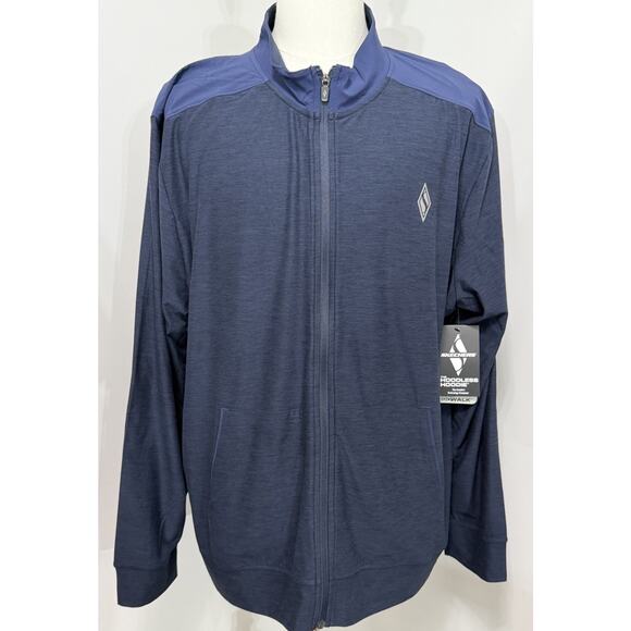 NEW Skechers Jacket Mens 3XL Hoodless Hoodie Full Zip Knit Sweat Mock Neck Navy - Picture 1 of 5